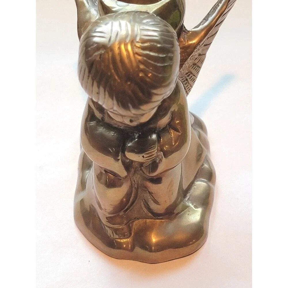 Vintage Brass Praying Angel Candleholder Christmas‎ Spiritual Decor